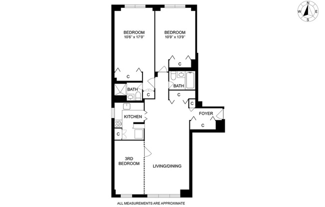 3 beds, 2 baths, 1,185 sqft, $6,500, Unit 5L