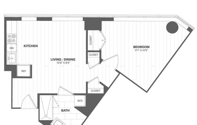 1 bed, 1 bath, 594 sqft, $4,963, Unit 1212