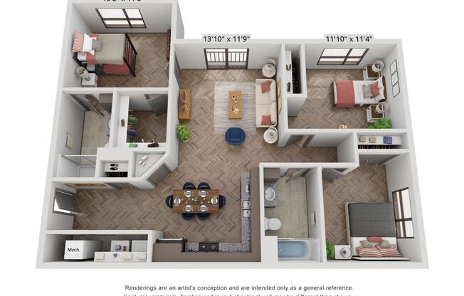 3 beds, 2 baths, 1,133 sqft, $2,220, Unit 3-320