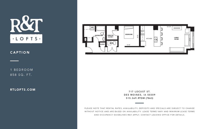 1 bed, 1 bath, 868 sqft, $950