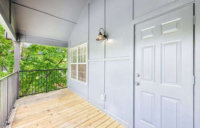 A spacious balcony with storage