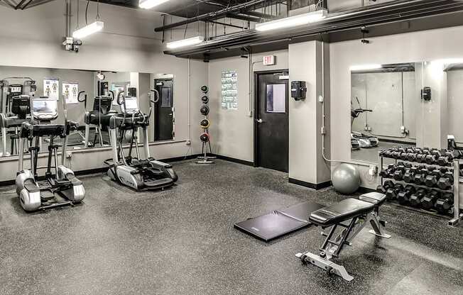 Fitness center at Orpheum Tower Apartments in Omaha, NE