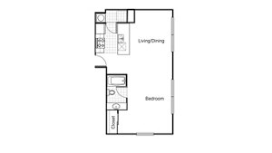 1 bed, 1 bath, 596 sqft, $1,600