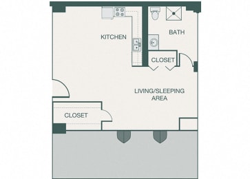 Studio, 1 bath, 552 sqft, $1,397