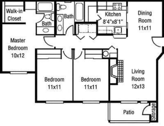 3 beds, 2 baths, 1,150 sqft, $2,230