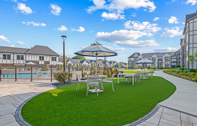 Outdoor lounge area poolside