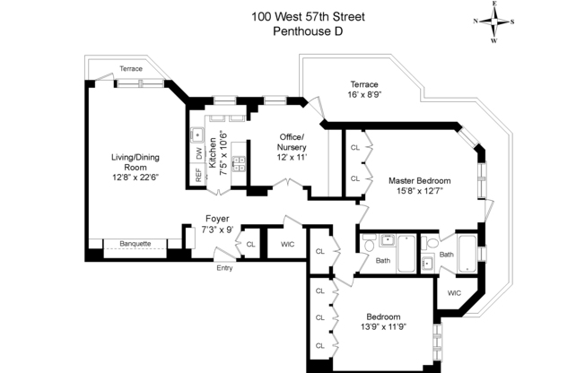 2 beds, 2 baths, 1,850 sqft, $11,500, Unit PHD