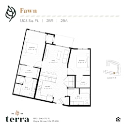 2 beds, 2 baths, 1,103 sqft, $1,954