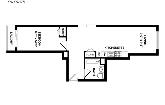 1 bed, 1 bath, $2,472, Unit 5A