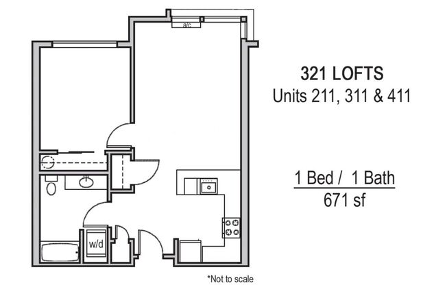 1 bed, 1 bath, 671 sqft, $1,625, Unit 211