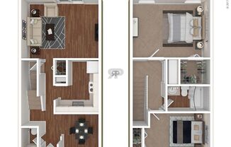 Two Bedroom: Beds - 2: Baths - 1.5: SqFt Range - 1078 to 1078