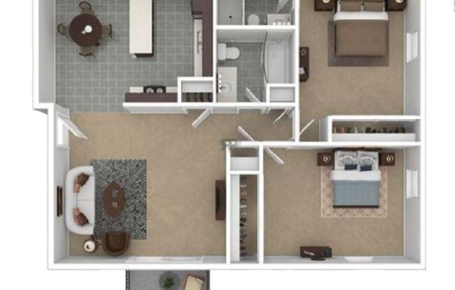 2 beds, 2 baths, 1,050 sqft, $1,125