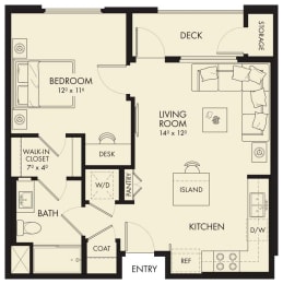 1 bed, 1 bath, 614 sqft, $2,999
