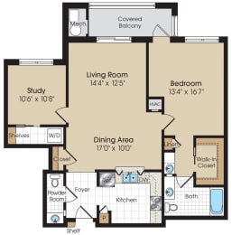 1 bed, 1.5 baths, 1,097 sqft, $2,488