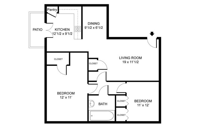 2 beds, 1 bath, 750 sqft, $875