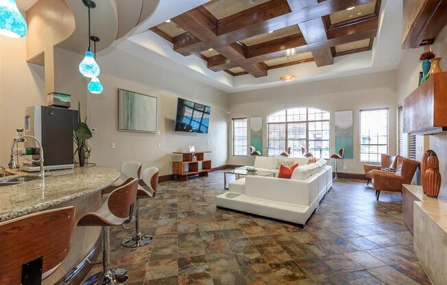 Large Montecito Pointe Clubhouse With Ample Sitting And Television in Nevada Apartments