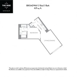 1 bed, 1 bath, 621 sqft, $3,561