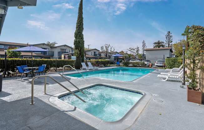 Pool and Spa with Lounge Chairs