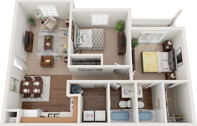 2 beds, 2 baths, 820 sqft, $1,200