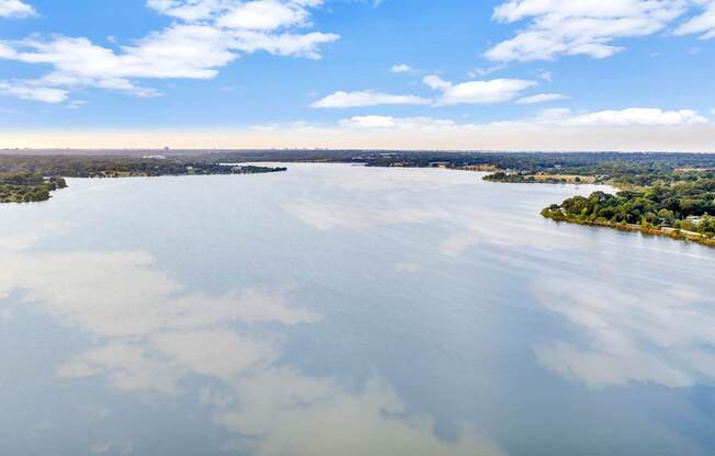 A large body of water surrounded by land.