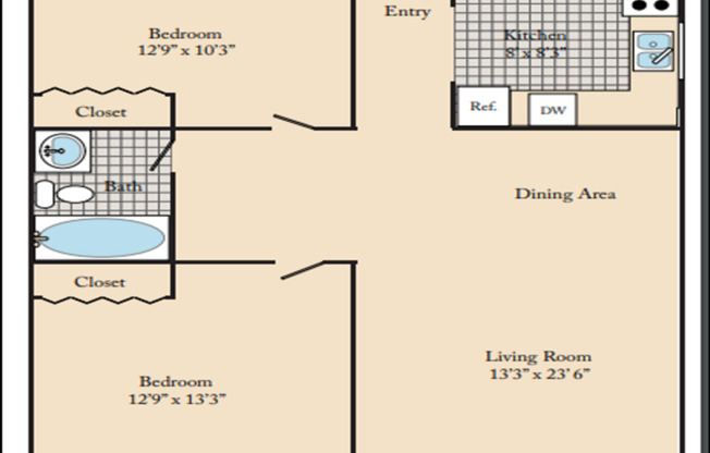 2 beds, 1 bath, 896 sqft, $1,950, Unit C204