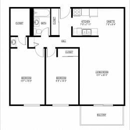 2 beds, 1 bath, 952 sqft, $1,528