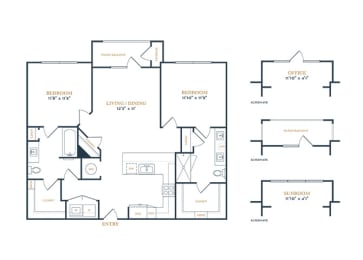 2 beds, 2 baths, 1,083 sqft, $2,441