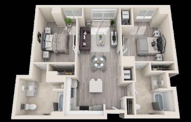 2 beds, 2 baths, 1,057 sqft, $2,280