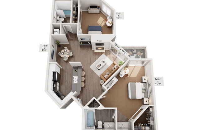 2 beds, 2 baths, 929 sqft, $3,275