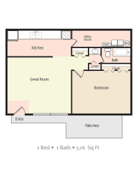 1 bed, 1 bath, 576 sqft, $1,165