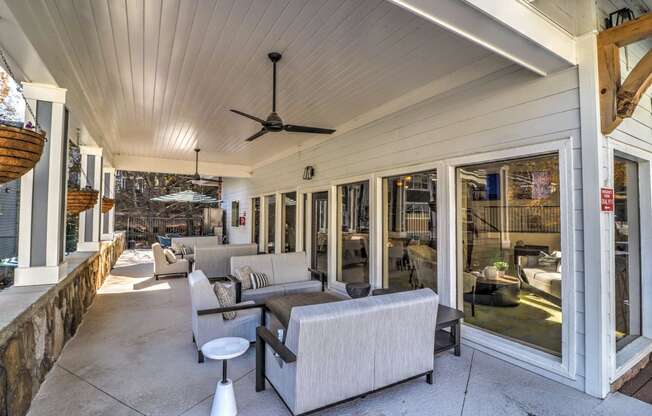 Covered outdoor seating at Rosemont Vinings Ridge Apartments, GA, 30339