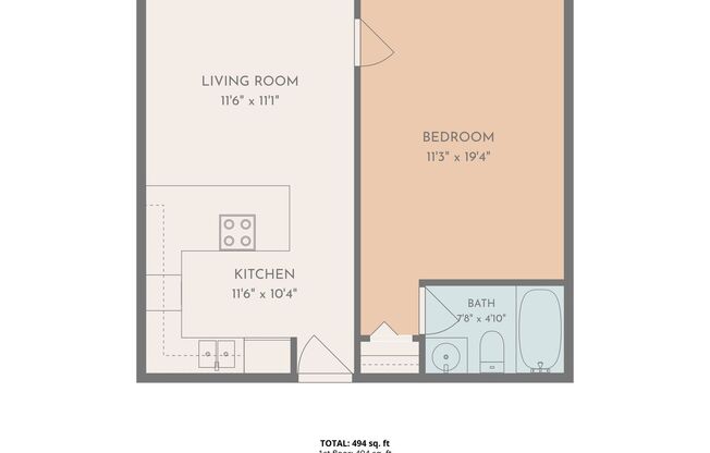 1 bed, 1 bath, 540 sqft, $1,045, Unit # 112
