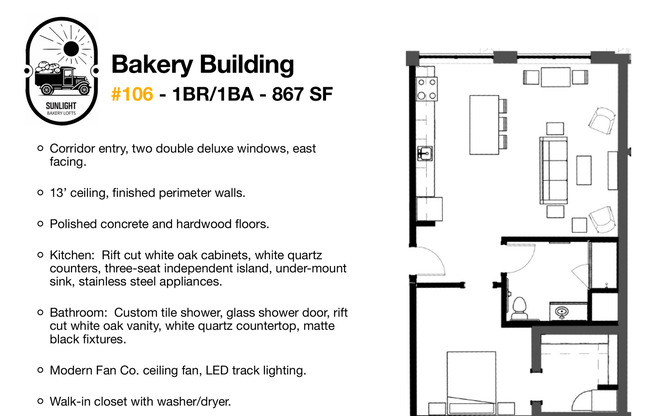 1 bed, 1 bath, 526 sqft, $1,395, Unit 106