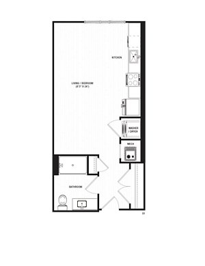 Studio, 1 bath, 547 sqft, $1,490