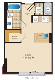 Studio, 1 bath, 487 sqft, $1,935