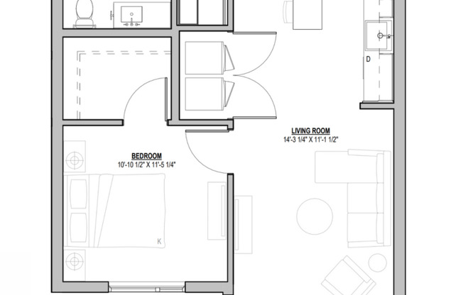 1 bed, 1 bath, 651 sqft, $2,995, Unit 204 ADA