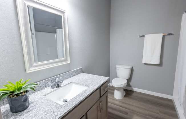 a bathroom with a sink and a toilet at Technology Park Apartments, Rochester, MN, 55901