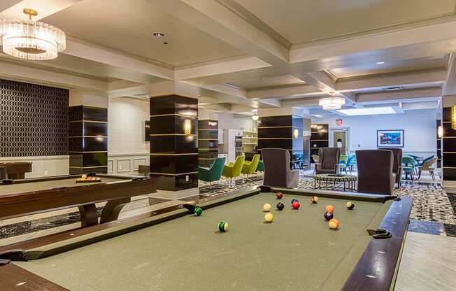 Clubroom Pool Table at Deco at CNB in Richmond VA