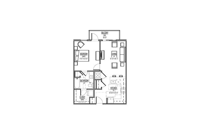 1 bed, 1 bath, 649 sqft, $1,345, Unit 407