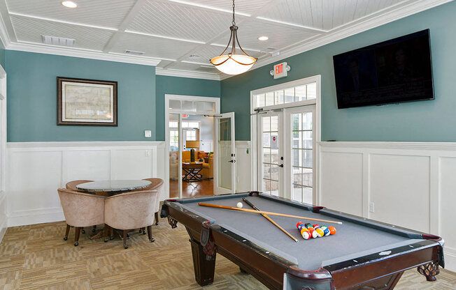 Amelia Station Apartments in Clayton NC Pool table