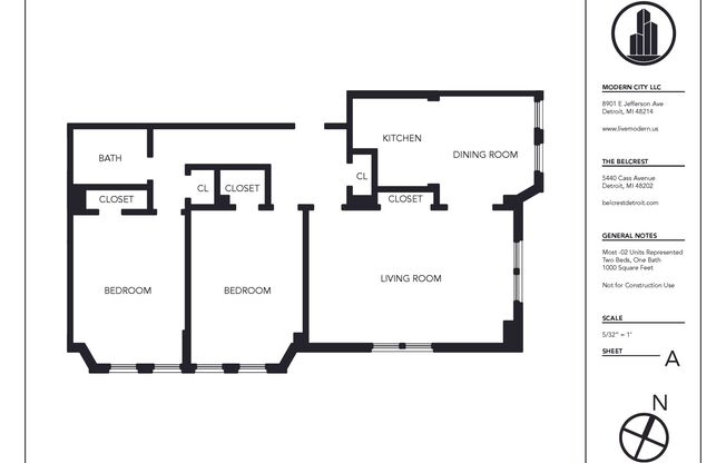 2 beds, 1 bath, 1,000 sqft, $1,646, Unit 202