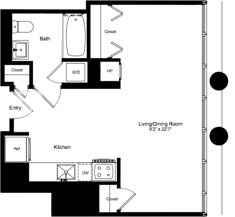 Studio, 1 bath, 498 sqft, $4,651, Unit 12A