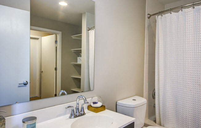 Bathroom With Extra Storage Space at The George, Wheaton, MD, 20902