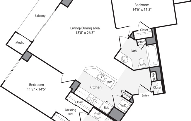 2 beds, 2 baths, 1,050 sqft, $3,558, Unit 1008