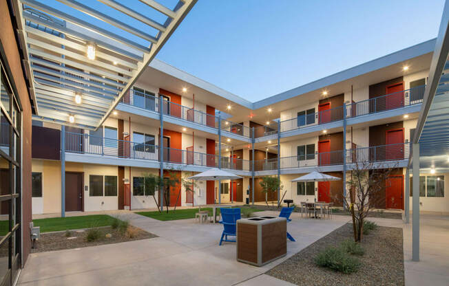 Courtyard Night at Streamliner 67th in Phoenix Arizona