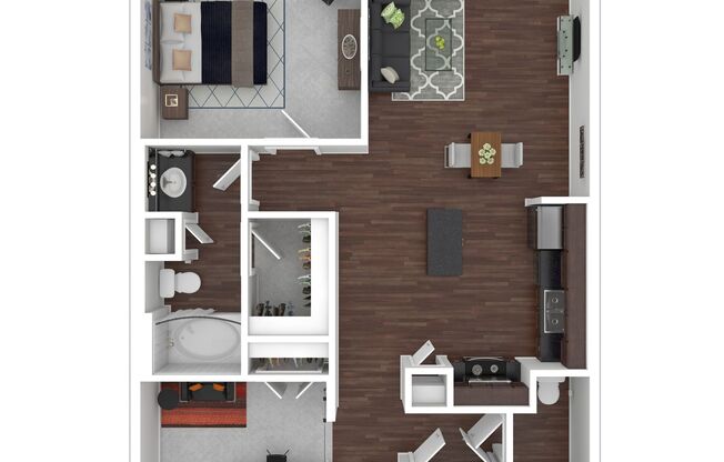1 bed, 1.5 baths, 941 sqft, $1,544