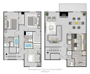 3 beds, 2.5 baths, 1,450 sqft, $1,625