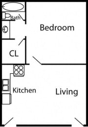 a floor plan of a home with a kitchen and living room