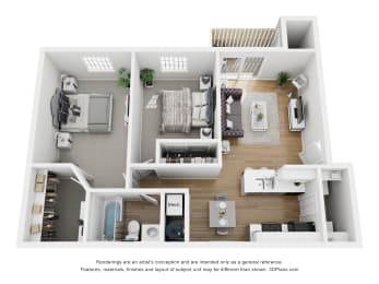 2 beds, 1 bath, 858 sqft, $915