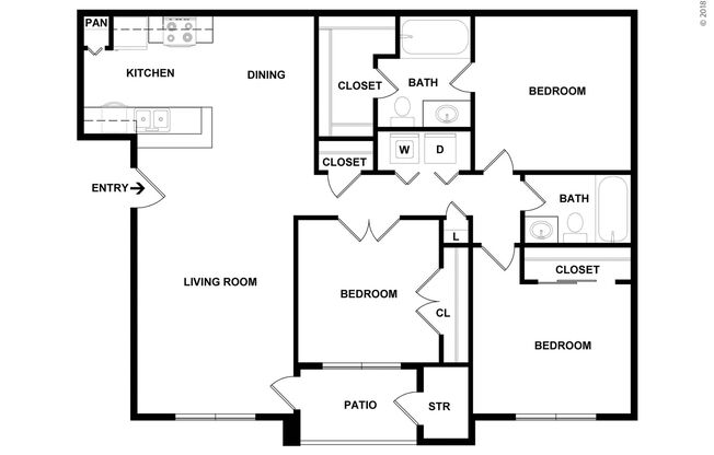 3 beds, 2 baths, 1,161 sqft, $1,845